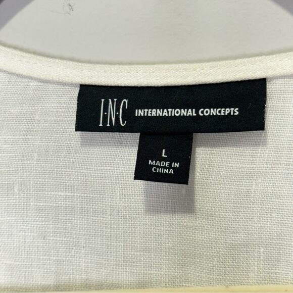 🍁INC International Concept Linen Boho Openfront Lace Lightweight Cardigan Top Lg - Picture 8 of 13